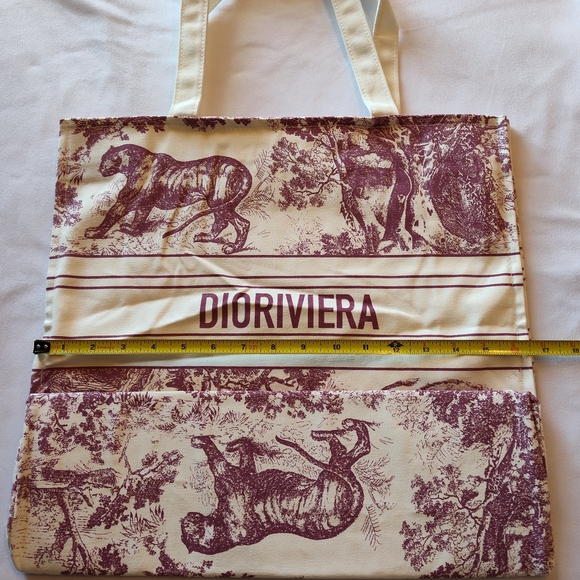 DIOR Dioriviera Burgundy Toile de Jouy Tote NIP Christian Dior Exclusive - Picture 5 of 7